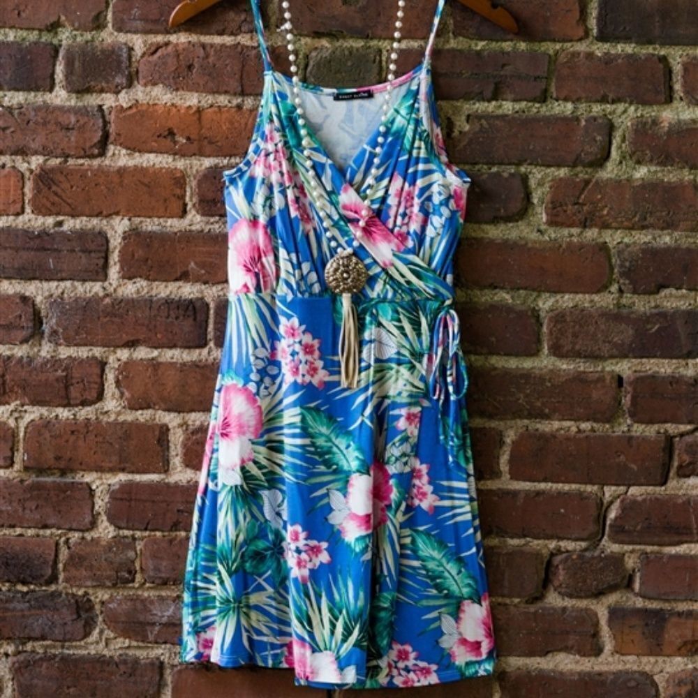 Hawaiian Florals Spaghetti Strap Dress Sz S